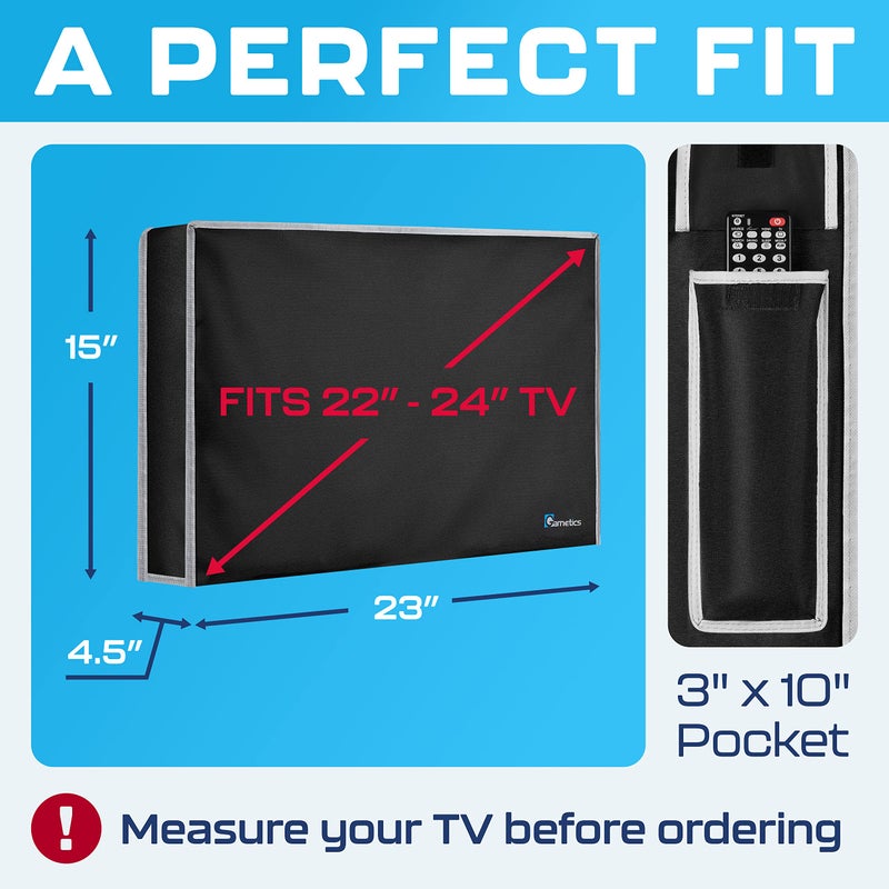 Garnetics Outdoor TV Cover 24 Inch â€“ Waterproof, Weatherproof TV Enclosures with Smart Shield Screen Protectors, Ideal for Outdoor Use, Moving, and Storage - Black - Image 3